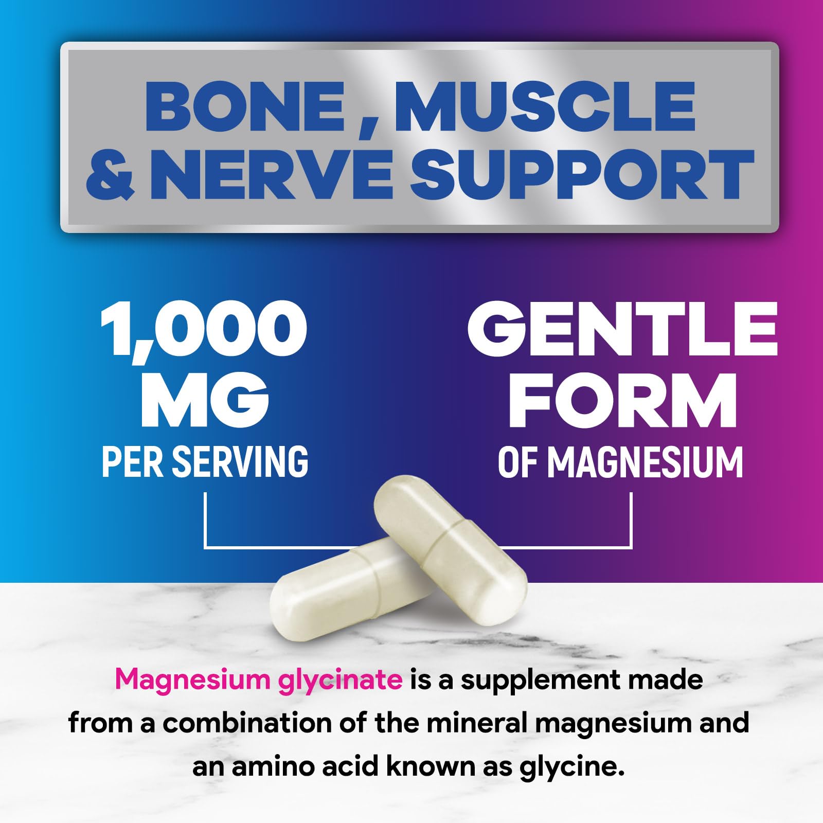 Magnesium Glycinate Capsules 1000mg Per Serving - Pure & Chelated for Max Absorption - Supports Muscle, Nerve & Heart Health, Sleep Support - Magnesium Supplement for Whole Body Support - 120 Capsules Nature's Peak Au supplements