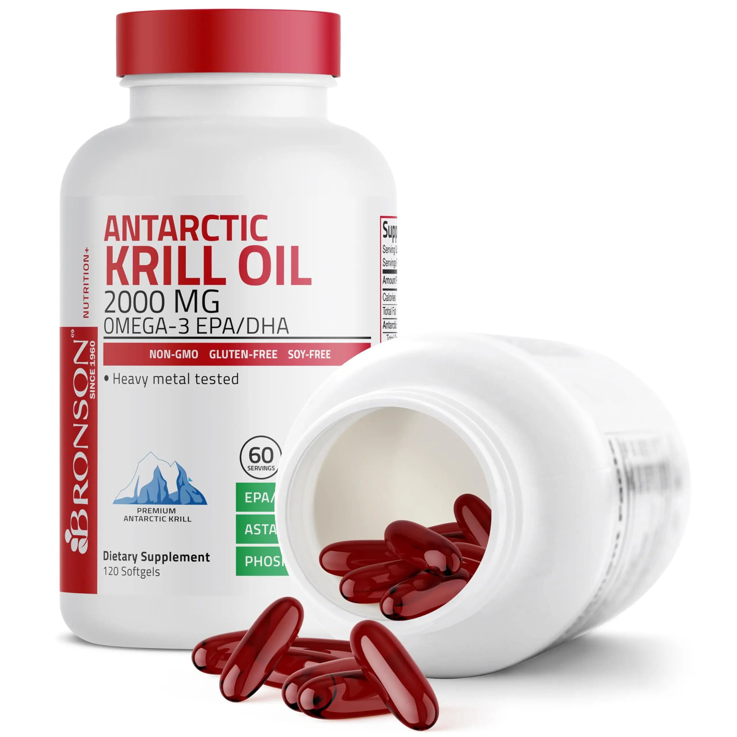 Bronson Antarctic Krill Oil 2000 mg with Omega-3s EPA, DHA, Astaxanthin and Phospholipids 120 Softgels (60 Servings) Bronson Au supplements