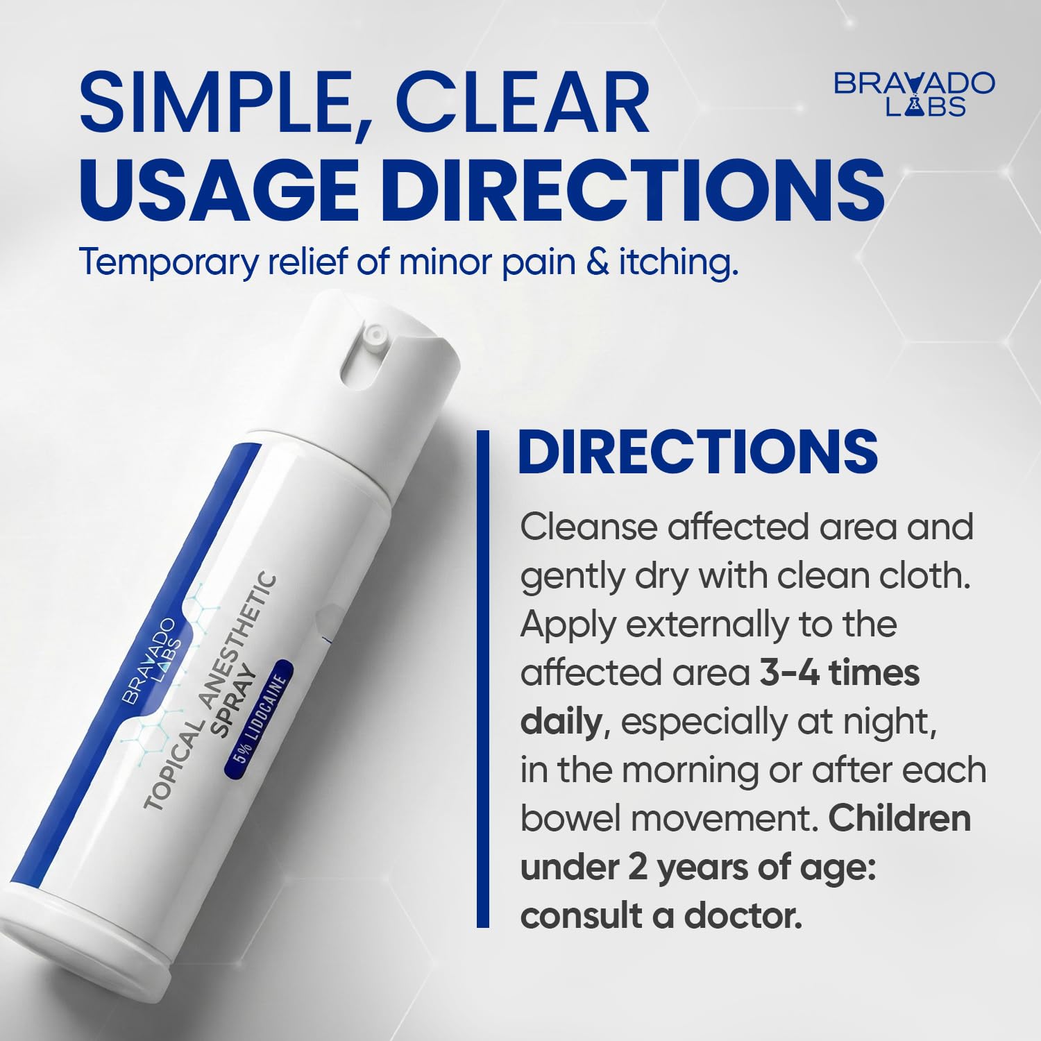 Bravado Labs 5% Lidocaine Spray Pain Relief - Maximum Strength Numbing Spray with Arnica & Emu Oil - Topical Anesthetic for Burns, Pain & Itch Relief - 1oz Bravado Labs Au supplements