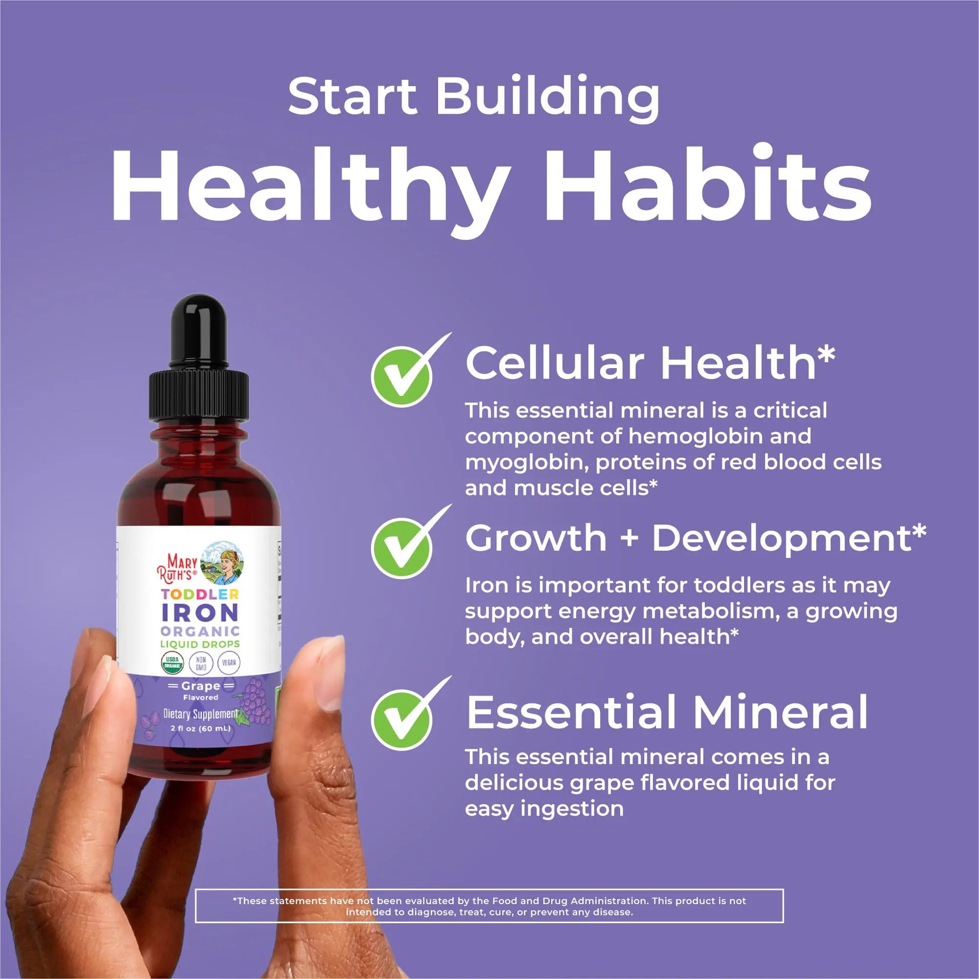 MaryRuth's Iron Supplement for Toddlers | Liquid Iron Supplement for Children Ages 1-3 | Iron Supplement for Iron Deficiency | Ferrochel | Sugar Free | Vegan | Non-GMO | Gluten Free | 2 Fl Oz MARYRUTH'S Au supplements