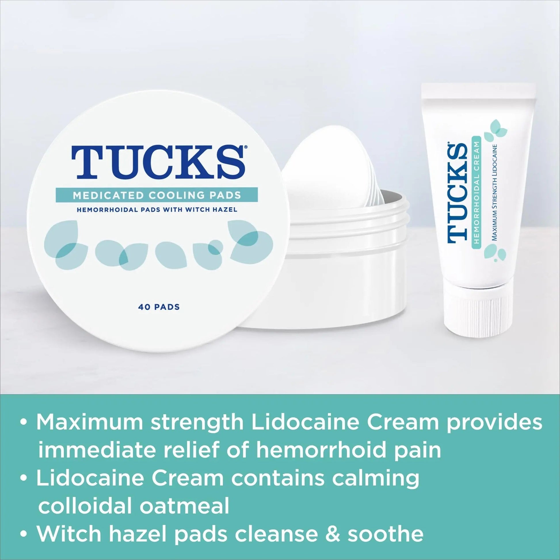 Tucks Multi-Care Relief Kit – 40 Count Witch Hazel Pads & 0.5 oz. Lidocaine Cream - Protects from Irritation, Hemorrhoid Treatment Medicated Pads Used by Hospitals TUCKS Au supplements