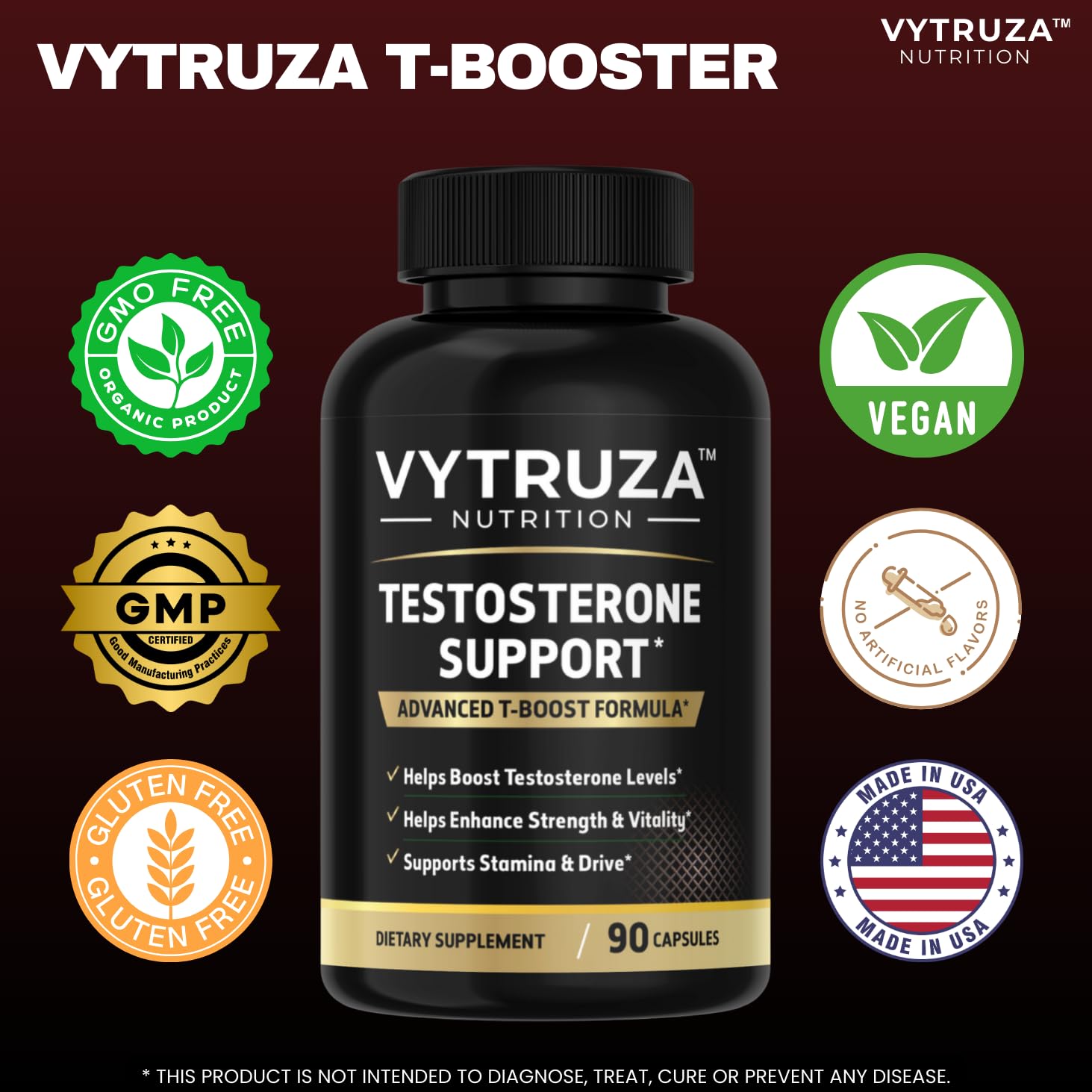 VYTRUZA Nutrition Advanced T-Boost Formula Test Support Capsules, Premium Ingredients, Energy, Strength Support Supplement for Men, 90 Capsules VYTRUZA Au supplements
