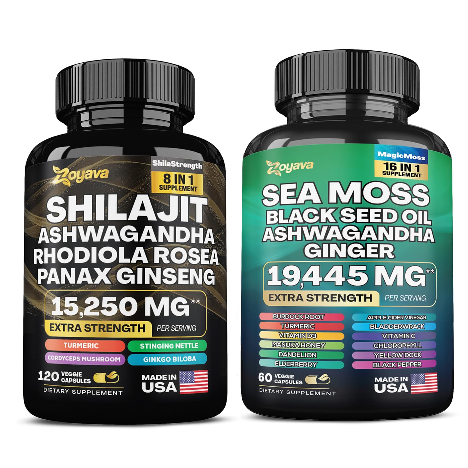 Zoyava Sea Moss Supreme16 Blend 19,445 MG and Shilajit 15,250 MG - Nature's Synergy Zoyava Au supplements