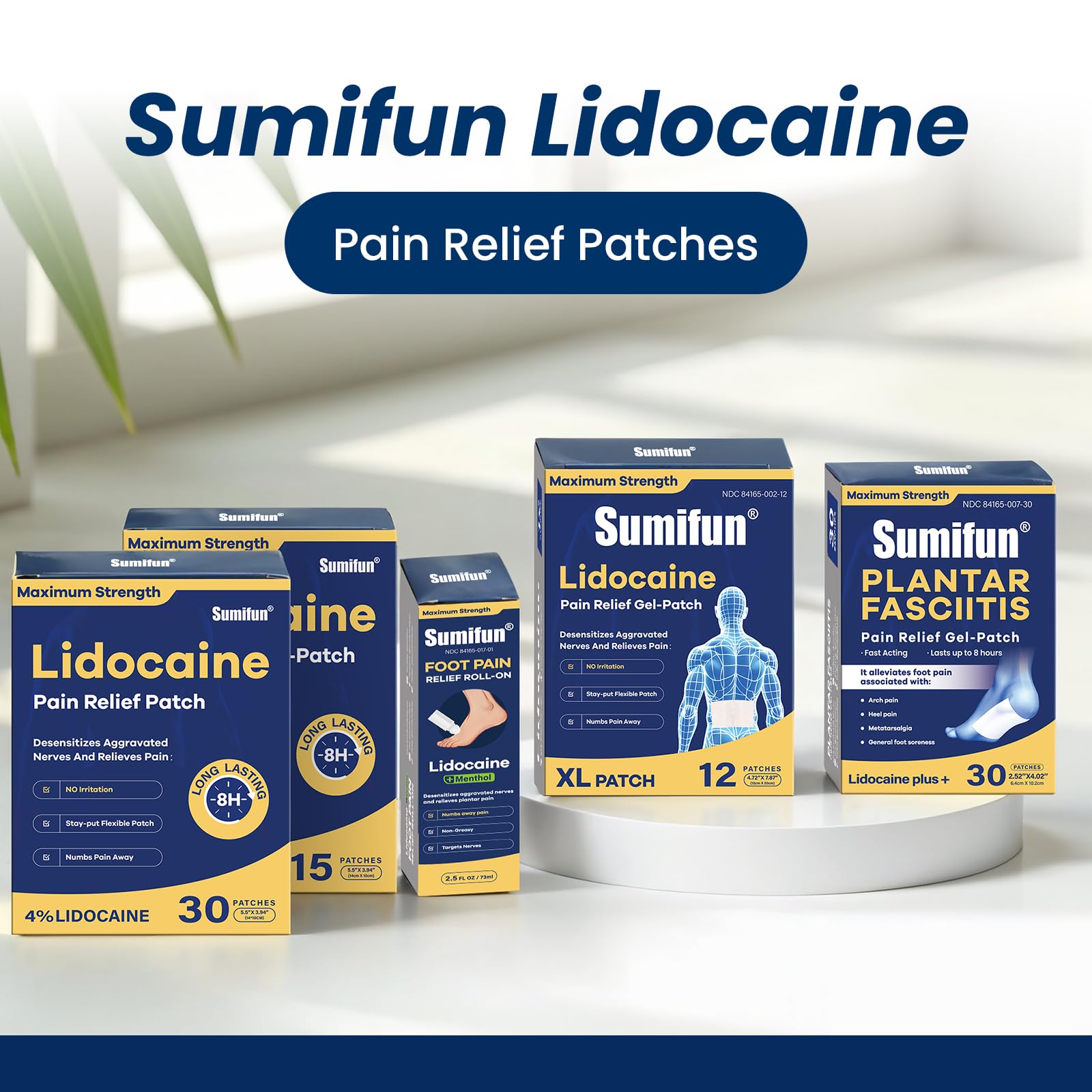 Sumifun Foot Pain Relief Lidocaine Roll-On - Maximum Strength OTC for Plantar Fasciitis & Heel Pain - Fast-Drying, Non-Greasy Formula, 2.5 Fl Oz * 2 Sumifun Au supplements