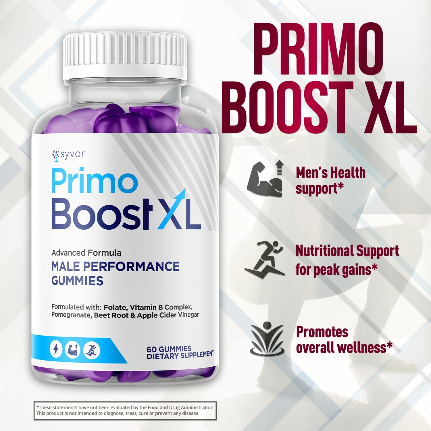 (2 Pack) Primo Boost XL Gummies, Official Primo Boost XL Gummys with All Natural Ingredients, Advanced PrimoBoost Health & Wellness Formula with Max Strength Active Lifestyle Vitamins (120 Gummies) Syvor Au supplements