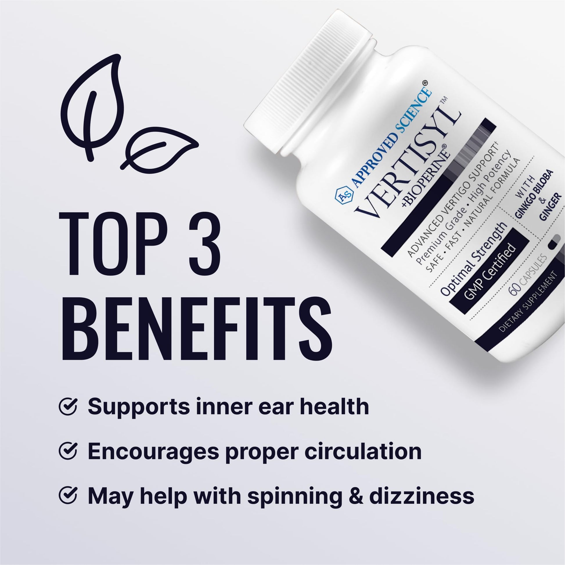 Approved Science VertiSyl - Ginkgo Biloba, Ginger, Vitamin D3, BioPerine - 60 Capsules - 1 Month Supply Approved Science Au supplements