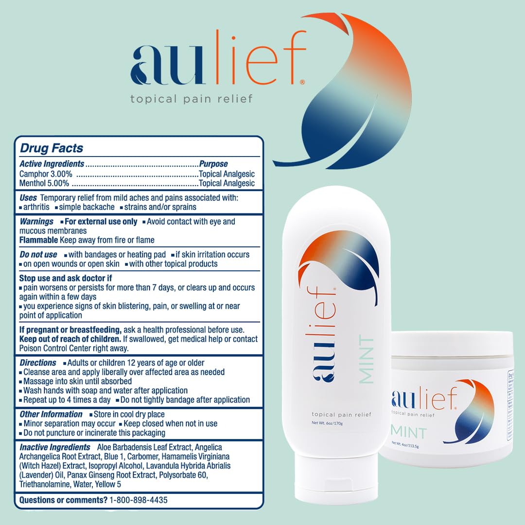 China-Gel Aulief Pain Relief Cream Arthritis & Muscle Rub for Sore Muscles & Joint Pain, Neck, Knee & Back Aches, Premium Mint Green Topical Gel, 6 oz Tottle China-Gel Au supplements