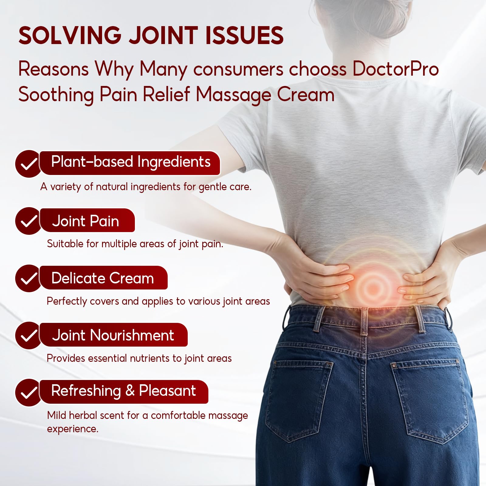 DoctorPro Soothing Massage Cream 80g Joint Relief Roll Muscle Comfort Non-Greasy Refreshing Formula for Knees, Lumbar, Neck, Back,Shoulders, Hands, and Feet, Menthol Gel DoctorPro Au supplements