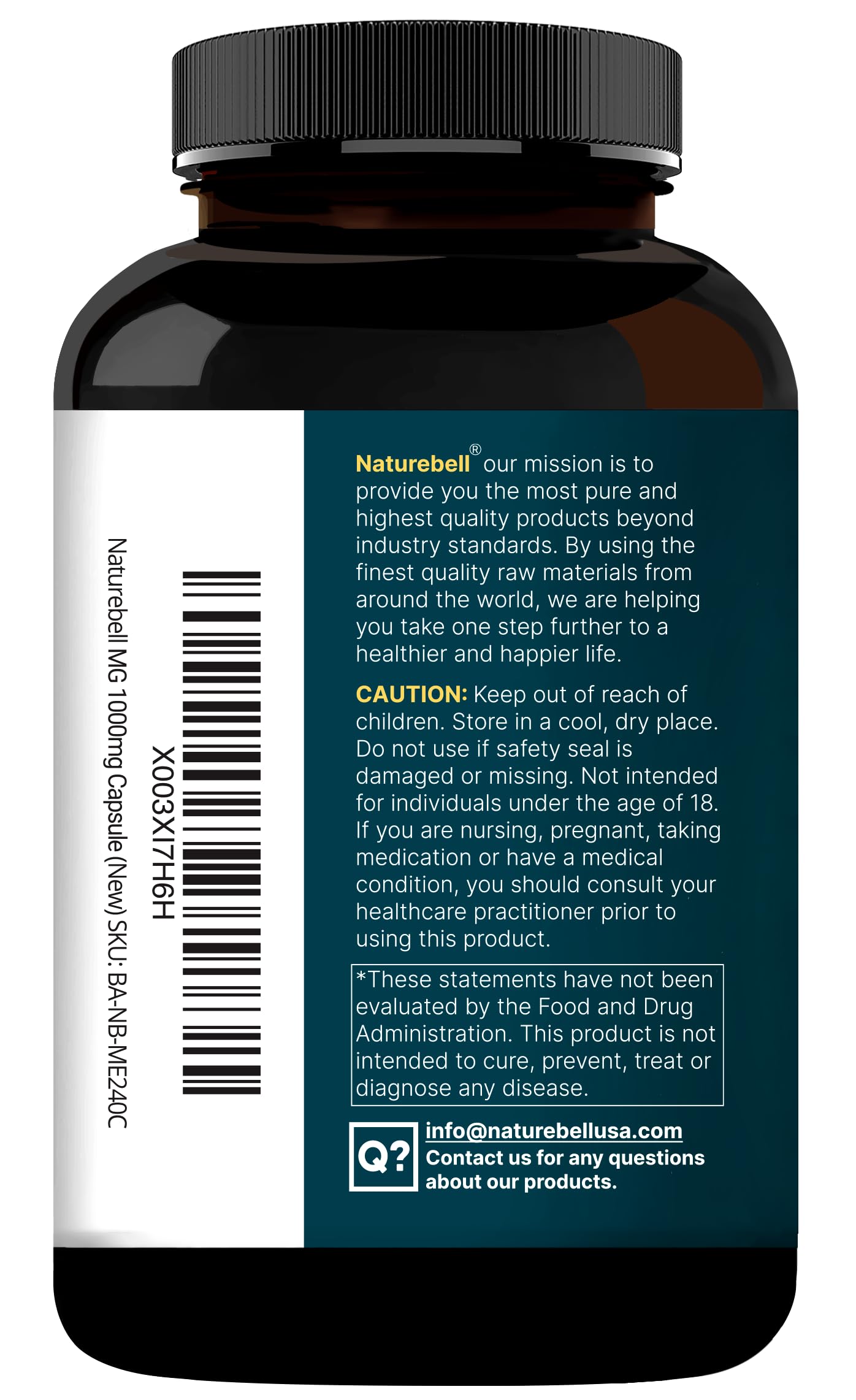 NatureBell Magnesium Glycinate 1,000mg, 240 Capsules | 500mg per Capsule | 100% Chelated & Purified | Sleep, Muscle & Nerve Support | Non-GMO, Gluten-Free NatureBell Au supplements