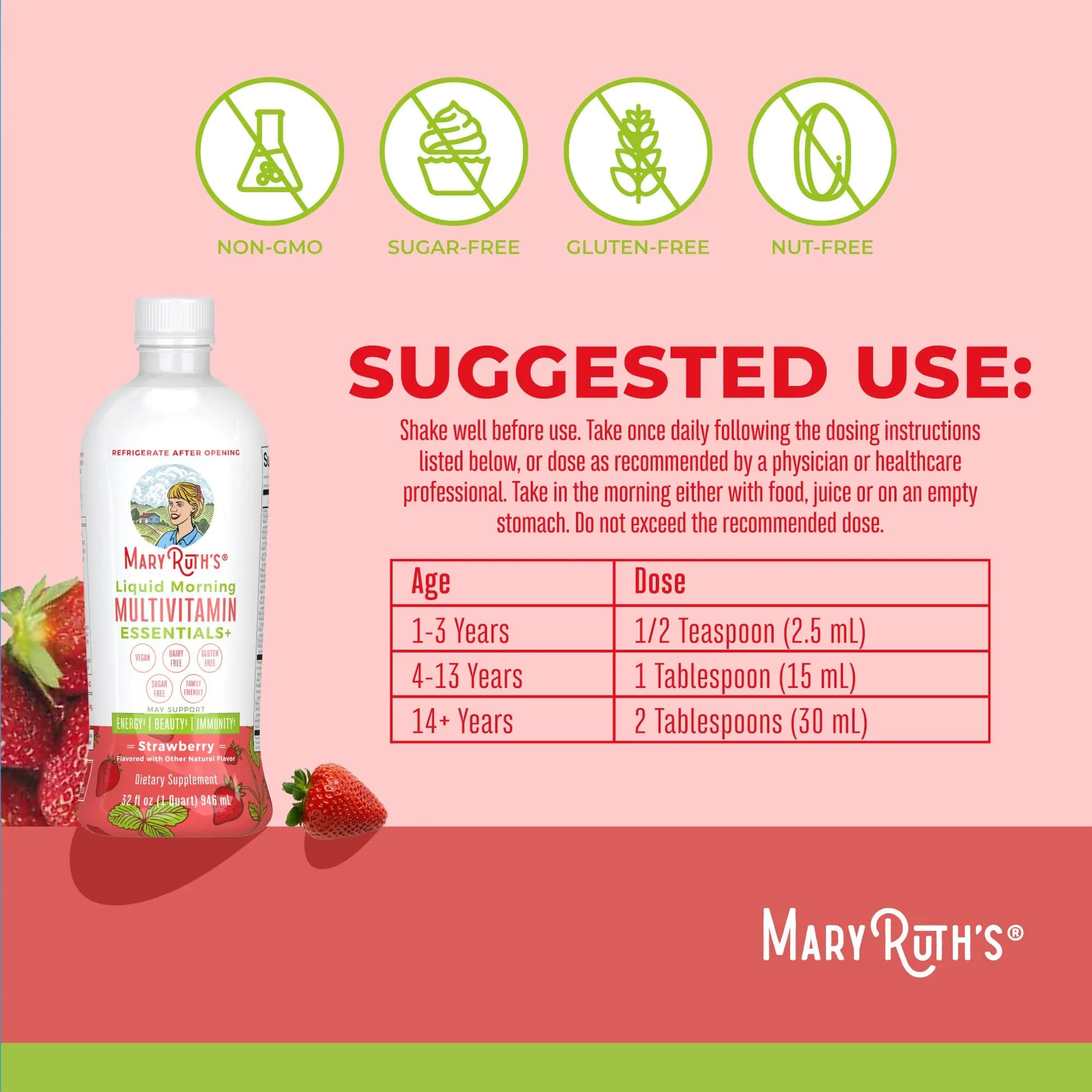 MaryRuth's Liquid Morning Multivitamin Essentials+ | Vitamin A C D E B6 B12 K2 Biotin Zinc | Mens Womens Multivitamin | Immune Support | Beauty | Sugar Free | Vitamins for Ages 1+ | Vegan | 32 Fl Oz MARYRUTH'S Au supplements