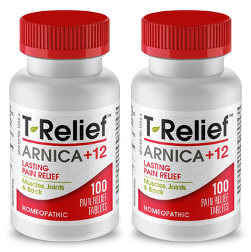MediNatura T-Relief Pain - Arnica Medication for Naturally Soothing Body Aches - Supports Muscle, Joint & Back Relief - Chewable Tablets - Plant-Based Tablets - Non-Addictive - 100 Count - 2 Pack MediNatura Au supplements