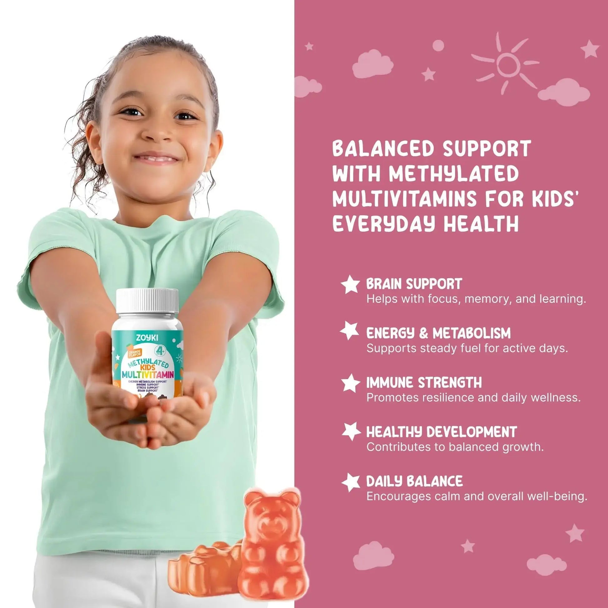 Zoyki Methylated Multivitamin Gummies for Kids - Children’s MTHFR Support Supplement with B Complex 5-MTHF Folate (L-Methylfolate) Zoyki Au supplements