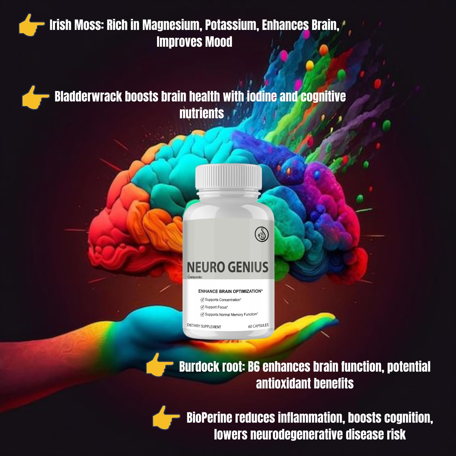 Neuro Genius Advanced Cognitive Support Supplement to uplock Brain Potential Sampuraka Au supplements