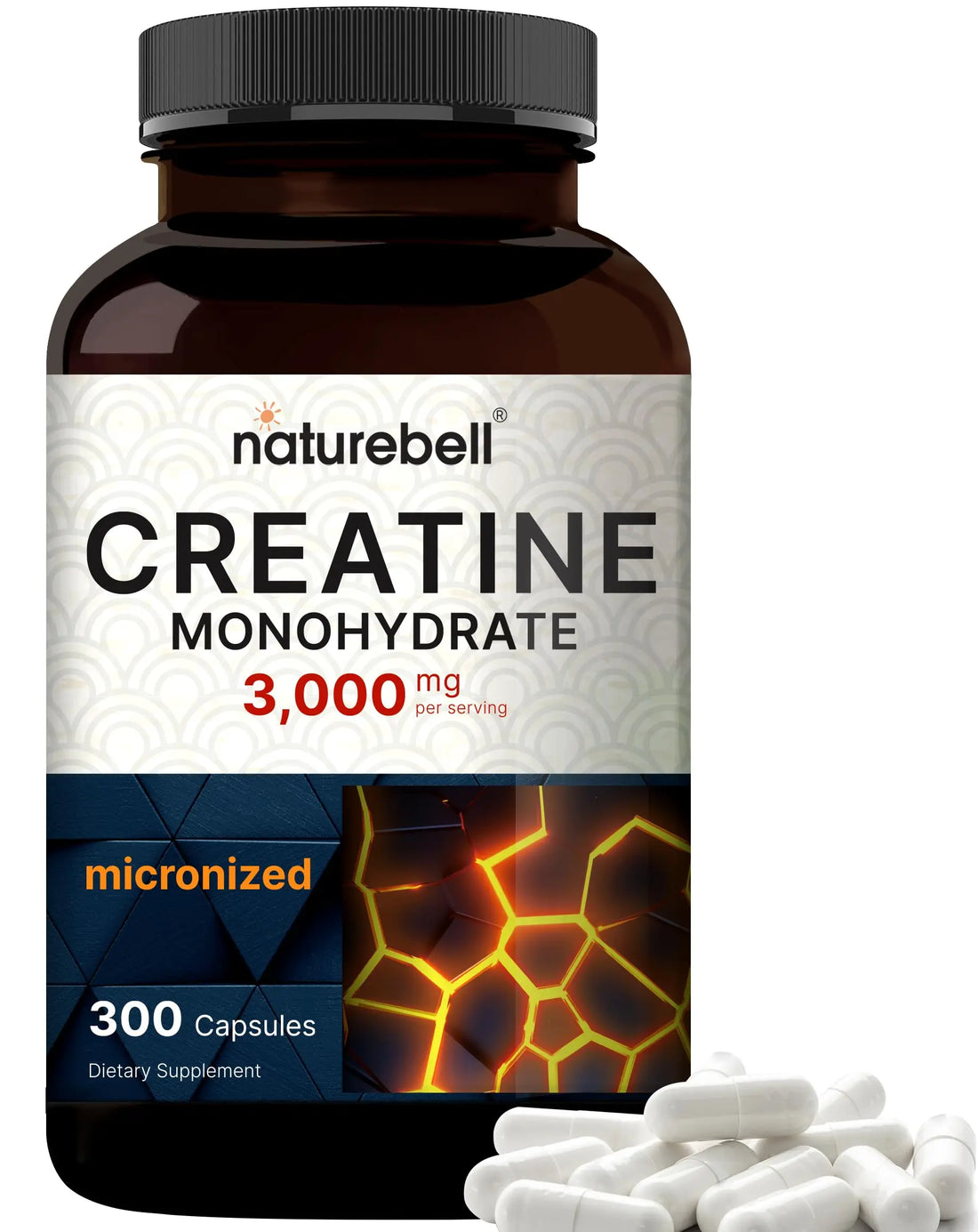 Creatine Monohydrate 3,000mg Per Serving, 300 Capsules – Micronized – Unflavored NatureBell Au supplements