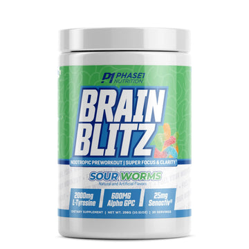 Phase 1 Nutrition Brain Blitz, Sour Worms - Nootropic Preworkout with Beta Alanine Phase One Nutrition Au supplements