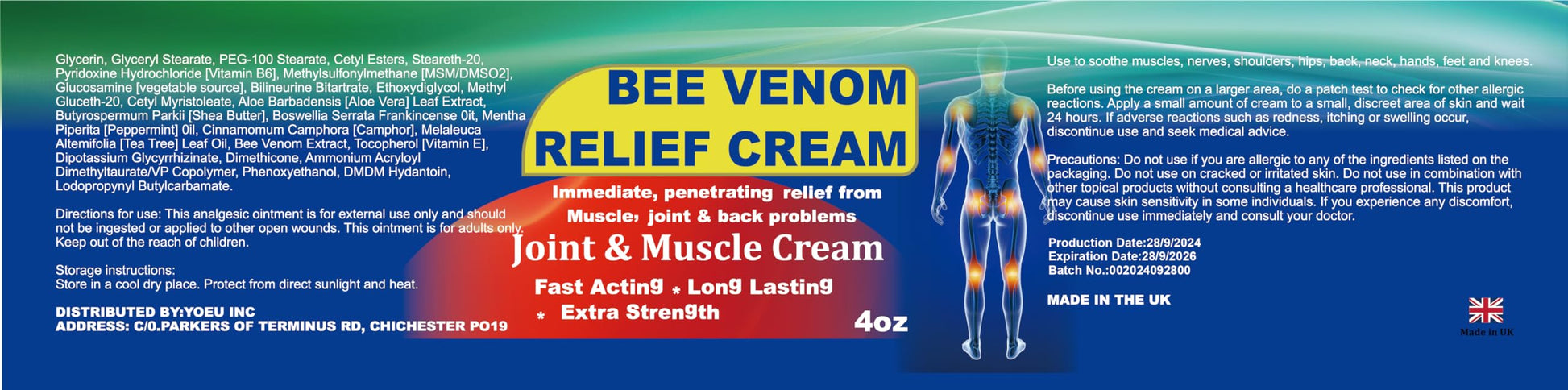 DUBOONAIO Bee Venom Joint Muscle Bone Cream, High Strength Fast Acting, Help for Back, Neck, Hand, Feet, Knee, Muscle, Shoulder, Wrist, Elbow, Hip, Nerve, Ankle, Foot Discomfort DUBOONAIO Au supplements