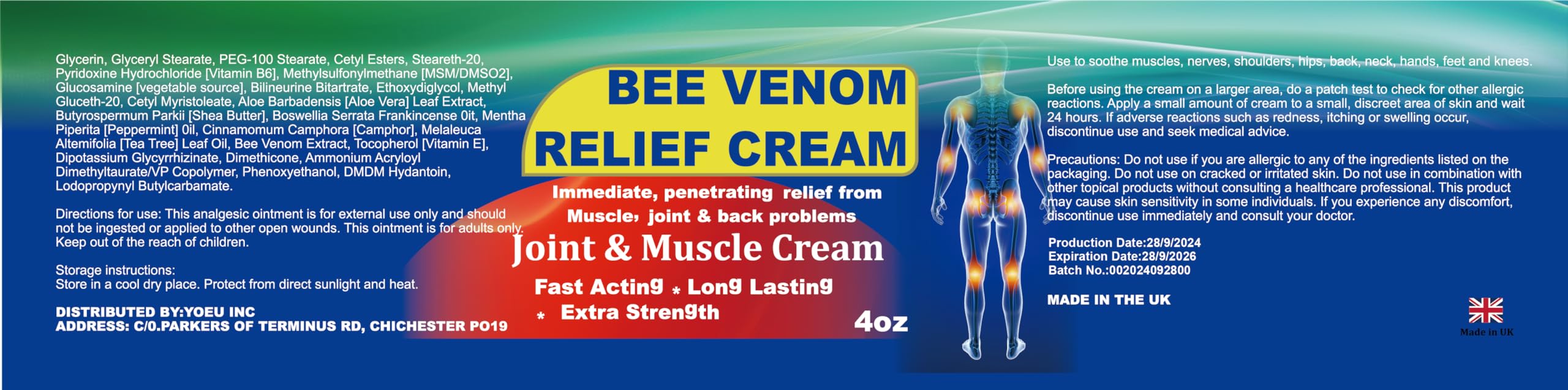 DUBOONAIO Bee Venom Joint Muscle Bone Cream, High Strength Fast Acting, Help for Back, Neck, Hand, Feet, Knee, Muscle, Shoulder, Wrist, Elbow, Hip, Nerve, Ankle, Foot Discomfort DUBOONAIO Au supplements