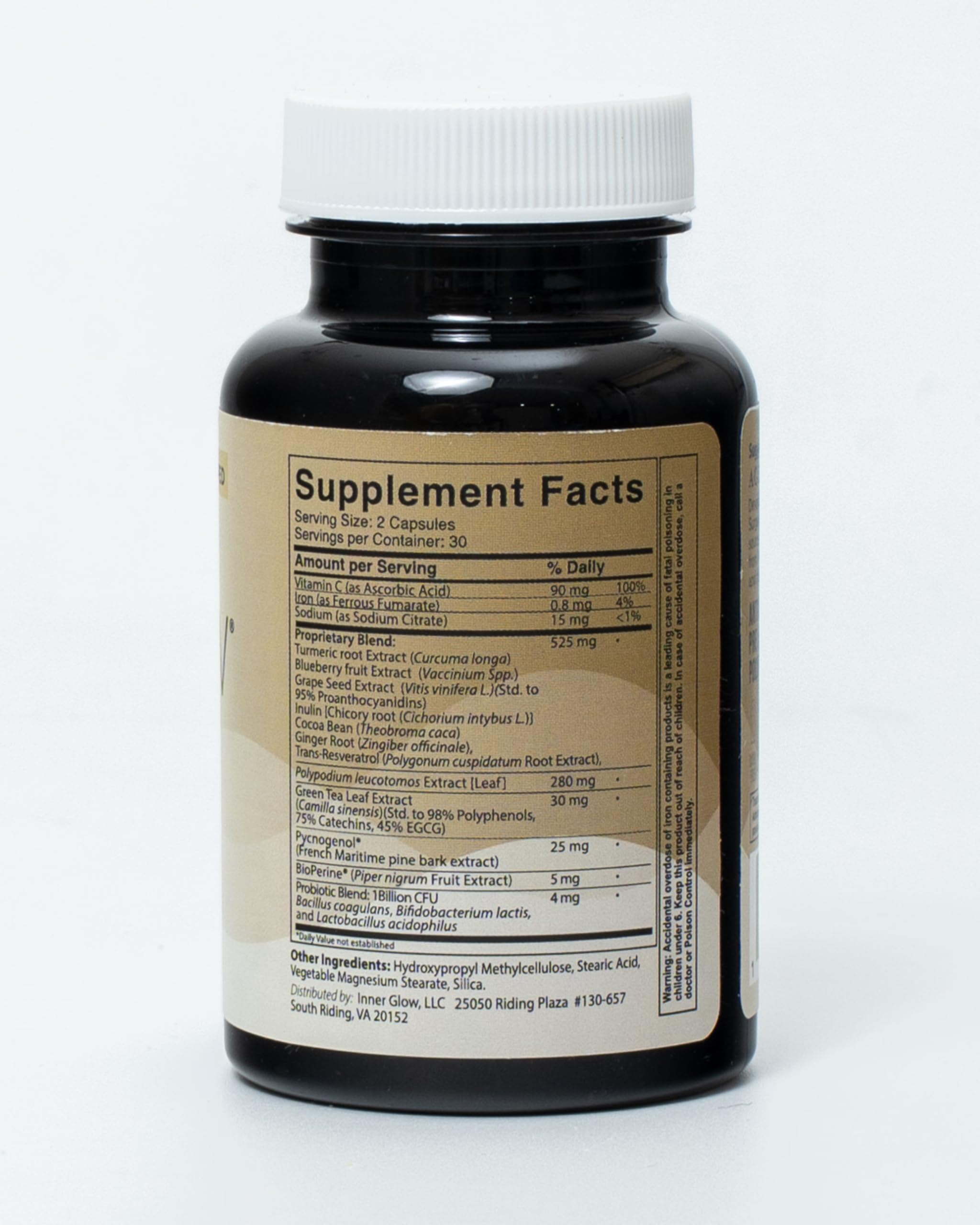 Inner Glow Age Defense Vitamins - Dermatologist and Plastic Surgeon Developed to Fight photoaging and Melasma, Polypodium Leucotomos Antioxidant Formula – Vegan, Gluten-Free – 60 Capsules Inner Glow Au supplements