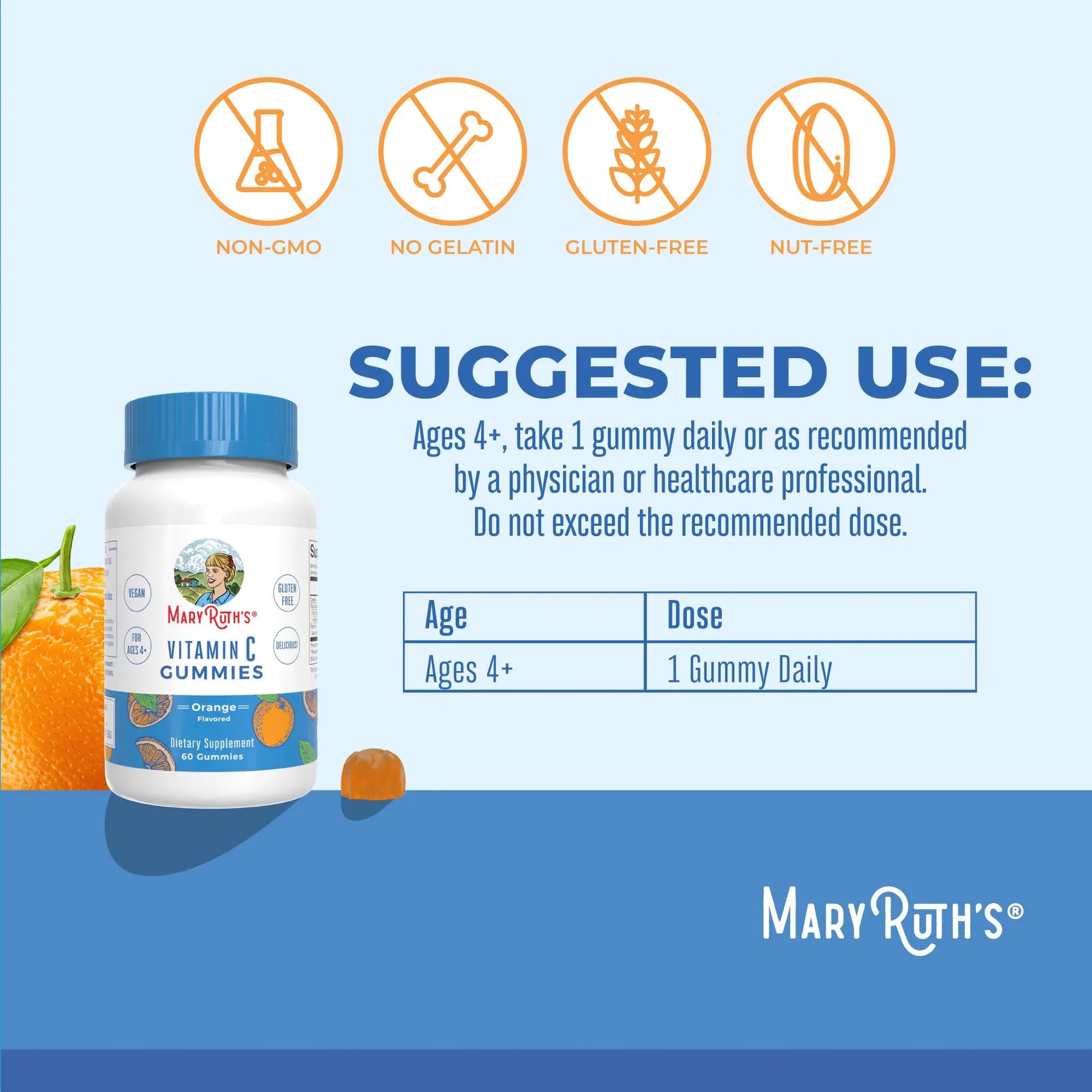 MaryRuth Organics Vegan Vitamin C Gummies | 2 Month Supply | Immune Support Supplement for Adults & Kids | Chewable Vitamin C Gummy Vitamins | Non-GMO | Pectin Based | 60 Count MARYRUTH'S Au supplements