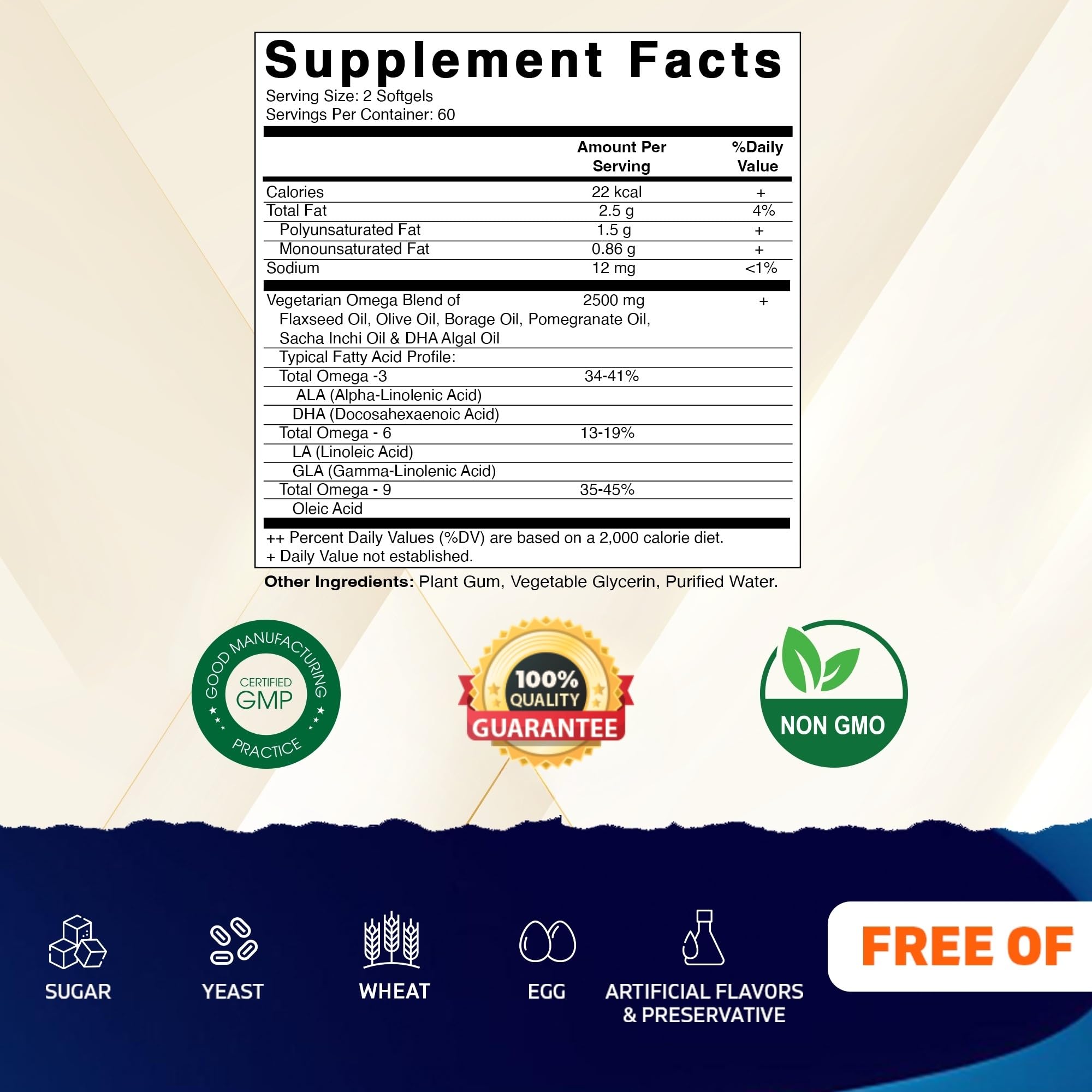 Vitamatic Vegan Omega 3-6-9 Complex 1250mg | Flaxseed, Olive, Borage & Algae Oils | Plant-Based Omegas | 120 Softgels Vitamatic Au supplements