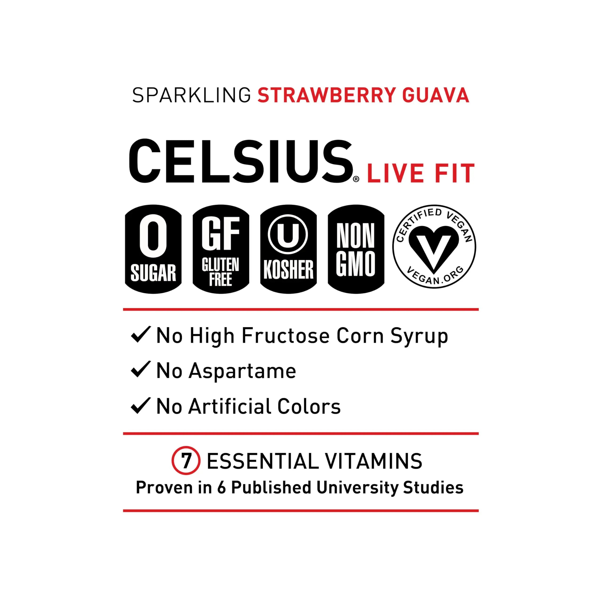CELSIUS Sparkling Strawberry Guava, Functional Essential Energy Drink 12 Fl Oz (Pack of 12) CELSIUS Au supplements