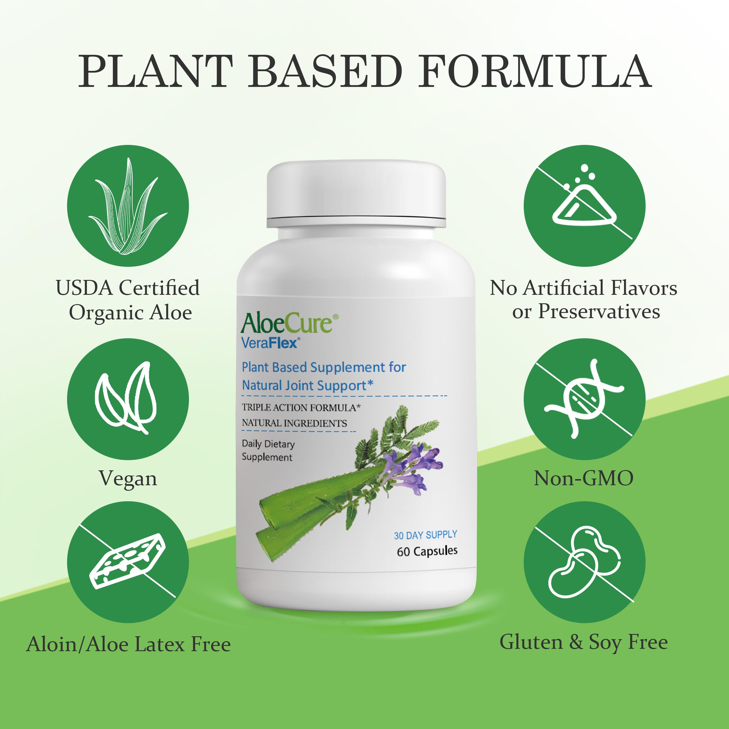 AloeCure VeraFlex Natural Joint Health, 60 Capsules, Clinically Tested Natural Plant-Based Formula to Support Comfort, Mobility and Flexibility - Featuring Organic Aloe Vera, 3-Pack AloeCure Au supplements