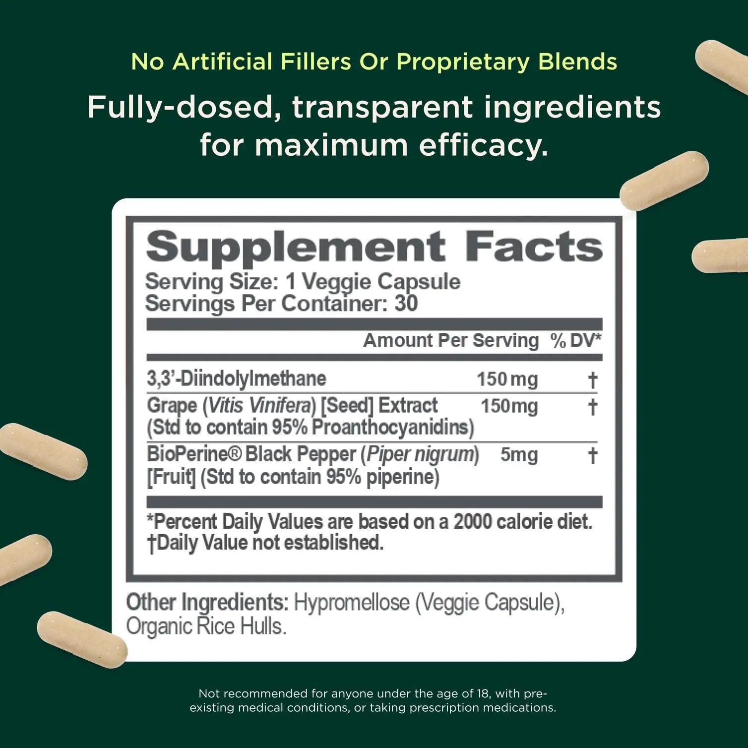 Genius Estrogen Balance, Dim Supplement - Blocker for Men & Women - Hormones, Hormonal Acne & Menopause - Aromatase Inhibitor with Grape Seed Extract & BioPerine - 30 Capsules The Genius Brand Au supplements