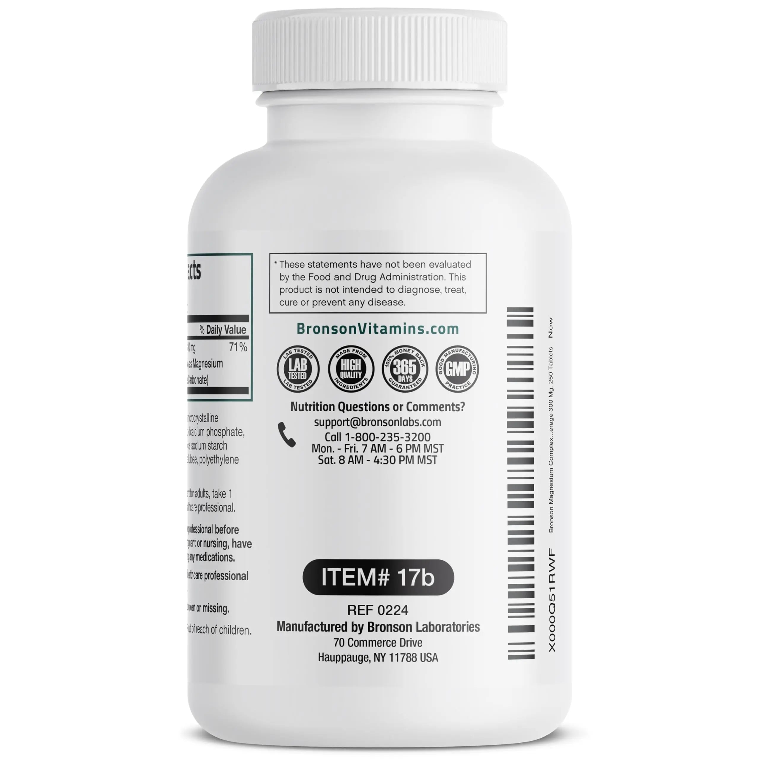 Bronson Triple Magnesium Complex Maximum Coverage 300mg - Non-GMO Formula, 250 Tablets Bronson Au supplements
