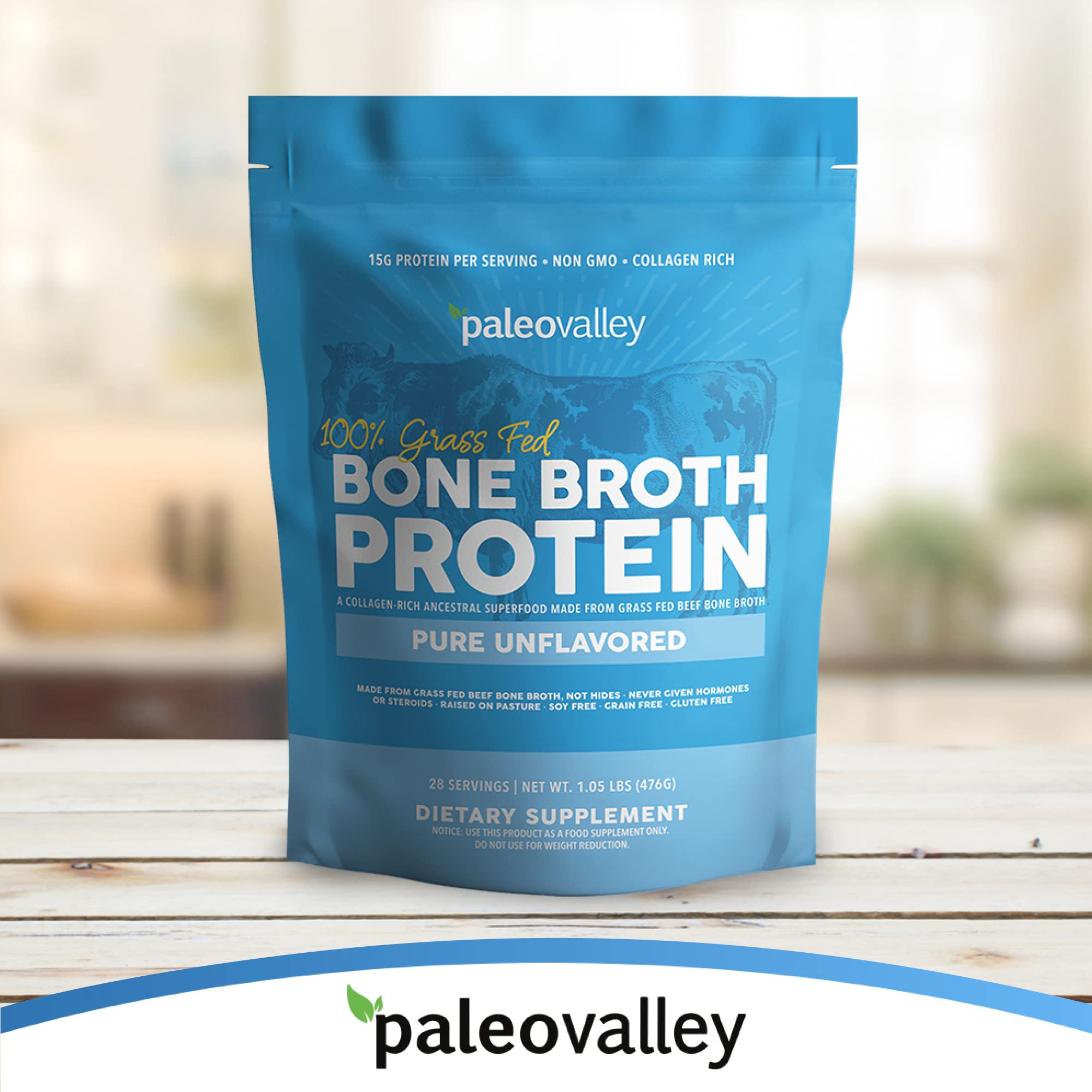 Paleovalley 100% Grass Fed Beef Bone Broth Protein Powder - Rich in Collagen Peptides Paleovalley Au supplements