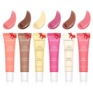 KIMUSE 6 Pcs Tinted Lip Butter Hydration Balm Set, 6 Flavored Shades Hydrating Plumping Gloss with Hyaluronic Acid & Vitamin E, Sheer Tint, Non-Sticky | Vegan Lip Care Makeup for Dry Lips & Daily KIMUSE Au supplements