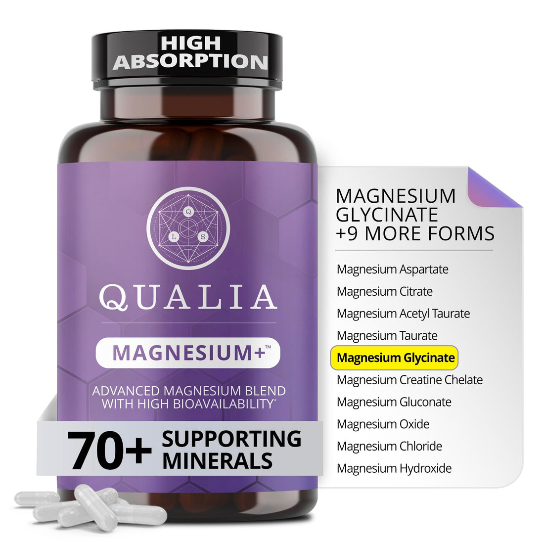 Qualia Magnesium Supplement | 10 Bioavailable Forms, Including Magnesium Glycinate, with 70+ Supporting Minerals, +7 Amino Acids | Doctor-Formulated to Support Sleep, Stress Relief, Heart, Relaxation QUALIA LIFE SCIENCES Au supplements