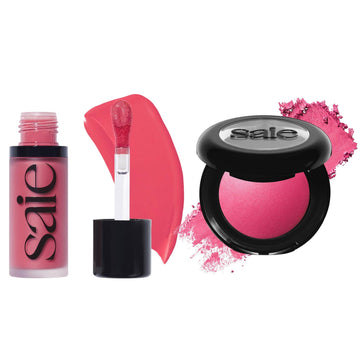 Saie Cheek Flush Duo - Dew Liquid Blush (.40 oz, Flirty), SuperSuede Baked Powder Blush (.01 oz, Amore) - Layerable, Skin-Nourishing Blushes for a Seamless Radiant Finish Saie Au supplements