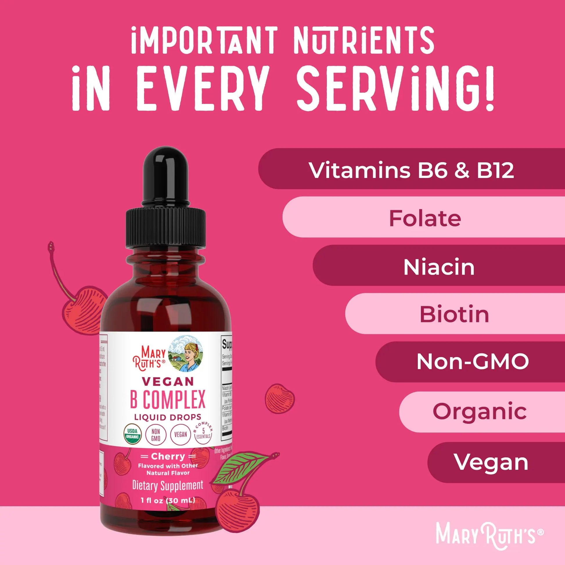 MaryRuth Organics Vitamin B Complex | B Vitamins Complex | Biotin | Vitamin B12 | Niacin | Folate | Metabolic Support Supplement | Vegan | USDA Organic MARYRUTH'S Au supplements