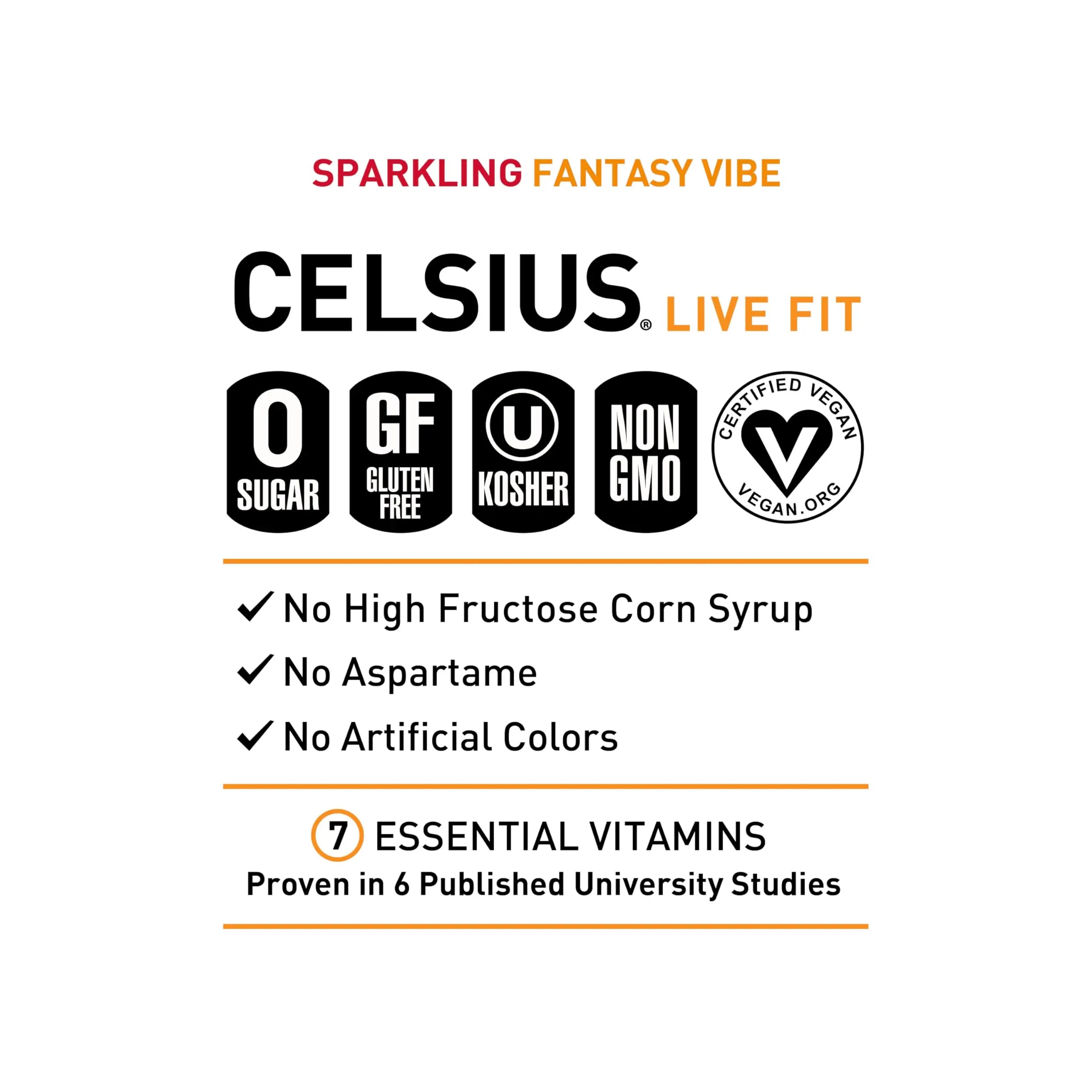 CELSIUS Sparkling Fantasy Vibe, Functional Essential Energy Drink, 12 Fl Oz (Pack of 12) CELSIUS Au supplements