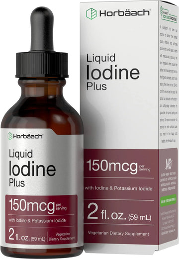 Liquid Iodine Solution Drops | 2 fl oz | 150 mcg | Iodine & Potassium Iodide Supplement Horbäach Au supplements