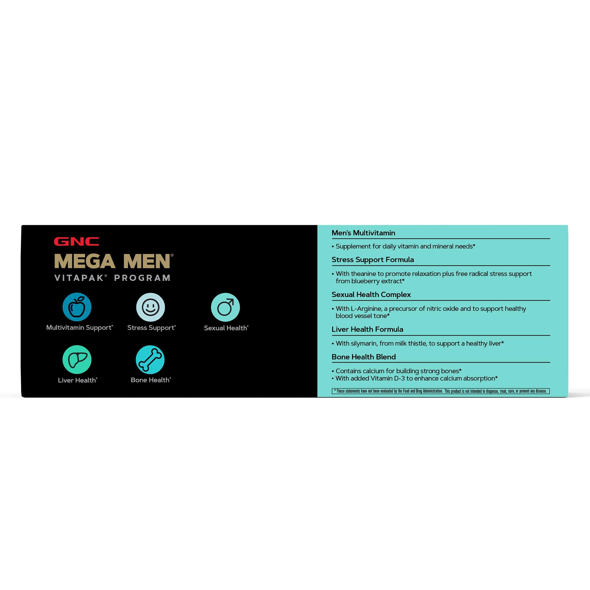 GNC Men's 30+ Vitapak Program | 5-in-1 Daily Multivitamins and Minerals | Supports Healthy Bones and Stress Relief | 30 Servings GNC Au supplements