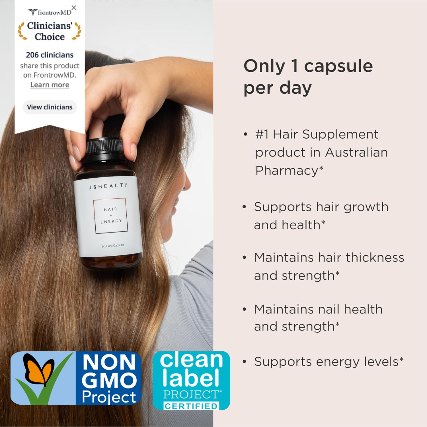 JSHealth Hair Growth Vitamins for Women. Hair + Energy with Kelp Iodine and Zinc. Supports Thickness, Strength, Energy. Nutritionist-Formulated (60 Capsules) JSHealth Au supplements