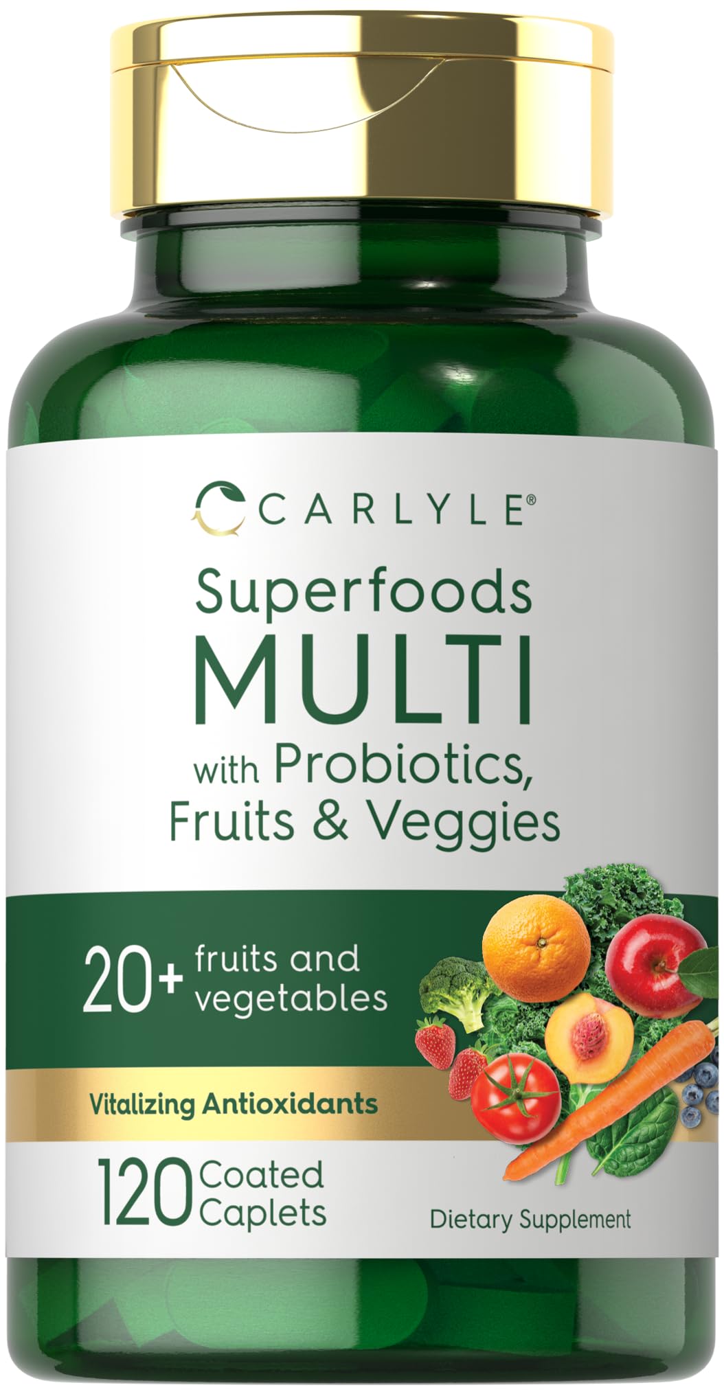 Carlyle Fruits and Veggies Supplement | 120 Count | Superfood Multivitamin with Probiotics | Made with 20 Fruits and Vegetables | Non-GMO & Gluten Free Carlyle Au supplements