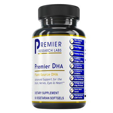 Premier Research Labs Premier DHA - Vegan DHA with Omega 3 Fatty Acids, Algae Based DHA for Women & Men, Natural DHA Supplement Suitable for Vegans- 60 Vegetarian Softgel Capsules Premier Research Labs Au supplements