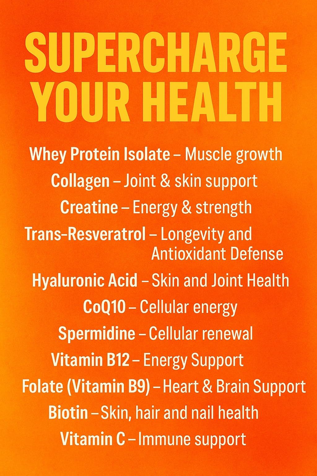 Vital Nutrition and Health All-in-One Powder: Protein, Collagen, Creatine, Resveratrol, Spermidine, Hyaluronic Acid, CoQ10 + Key Vitamins Vital Nutrition and Health Au supplements