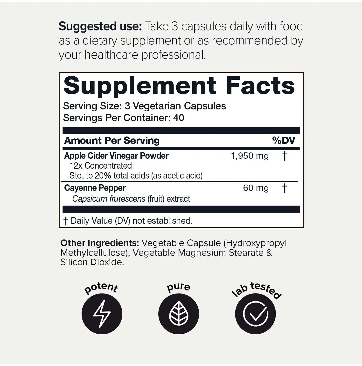 Toniiq 20% Acetic Acid Ultra High Strength Non-GMO Apple Cider Vinegar Capsules Toniiq Au supplements