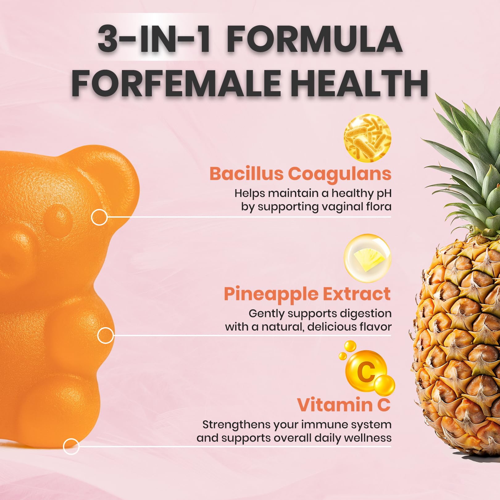 NUTRAJOY Premium Feminine Balance Gummies, for Women's Ph Health, Vaginal Wellness Support, Immune Support, Energy Support, Hawaiian Pineapple, Vegan Gluten-Free, 60 Gummies NUTRAJOY Au supplements
