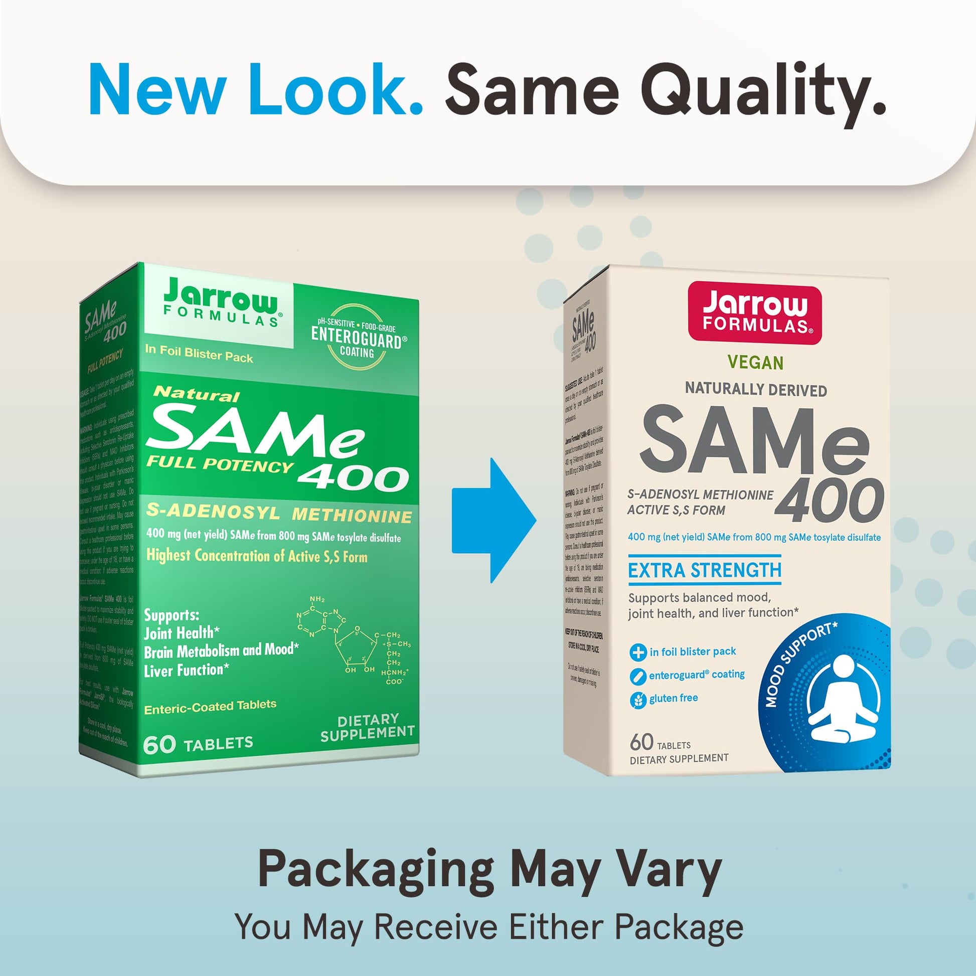 Jarrow Formulas SAMe Supplement 400 mg - 60 Tablets - High Concentration of Active S,S Form - Supports Joint Health, Liver Function, Brain Metabolism, Balanced Mood & Antioxidant Defense - 60 Servings Jarrow Formulas Au supplements