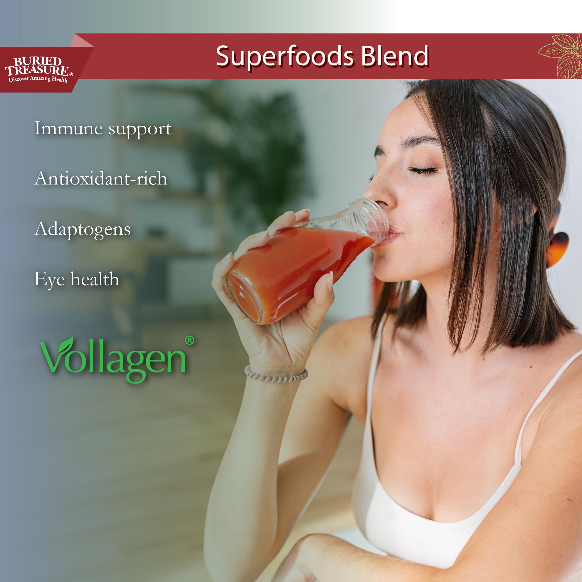 Buried Treasure Red20 Fusion Superfood Blend – Acai, Beets, Blueberry, Fiber, Adaptogens, Lutein, Vegan Vollagen, Natural Energy, Digestion, Eye Health & Wellness Support, 32oz Liquid Buried Treasure Au supplements