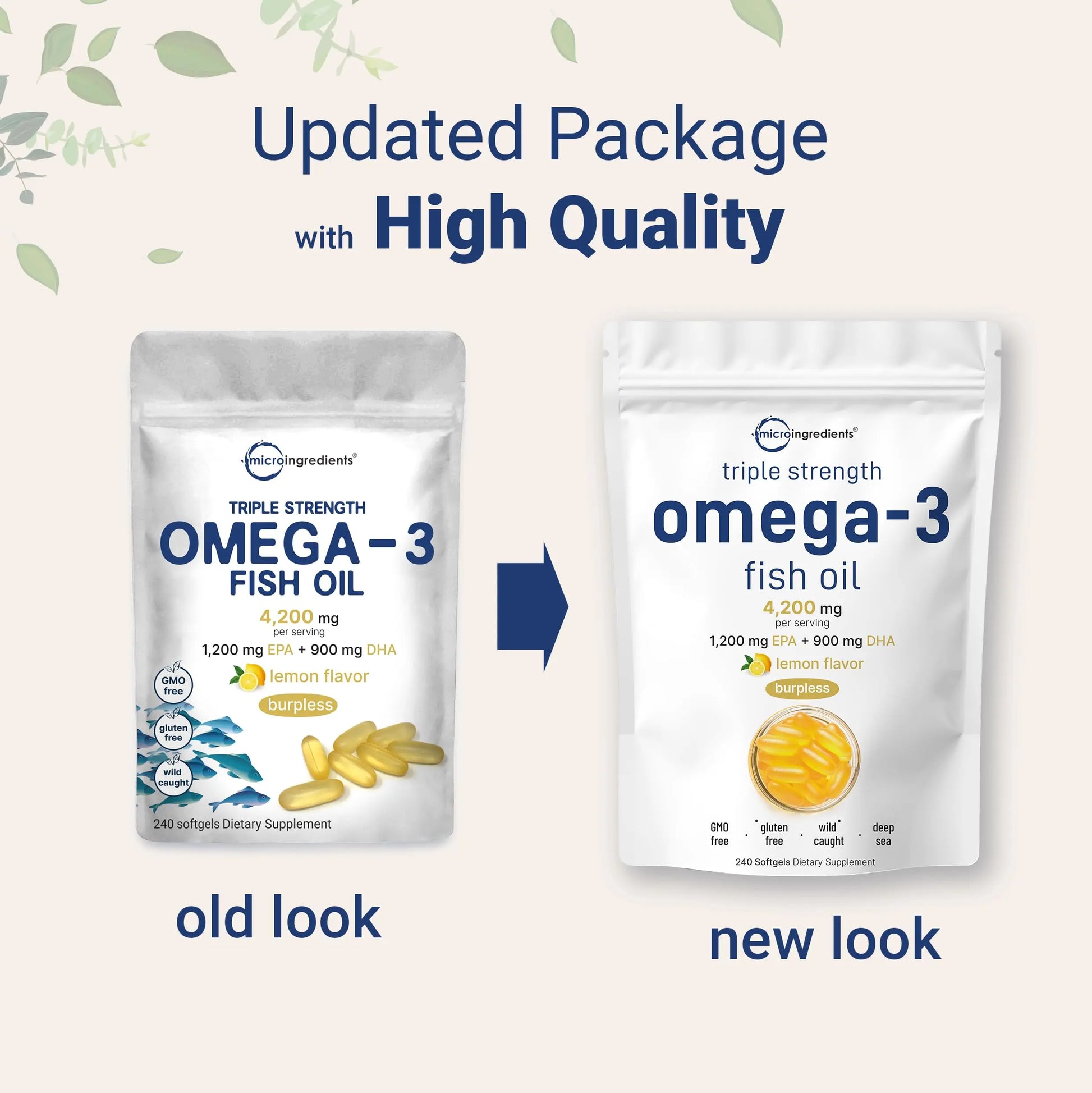Triple Strength Omega 3 Fish Oil Supplements 4200mg Per Serving, 240 Softgels Micro Ingredients Au supplements