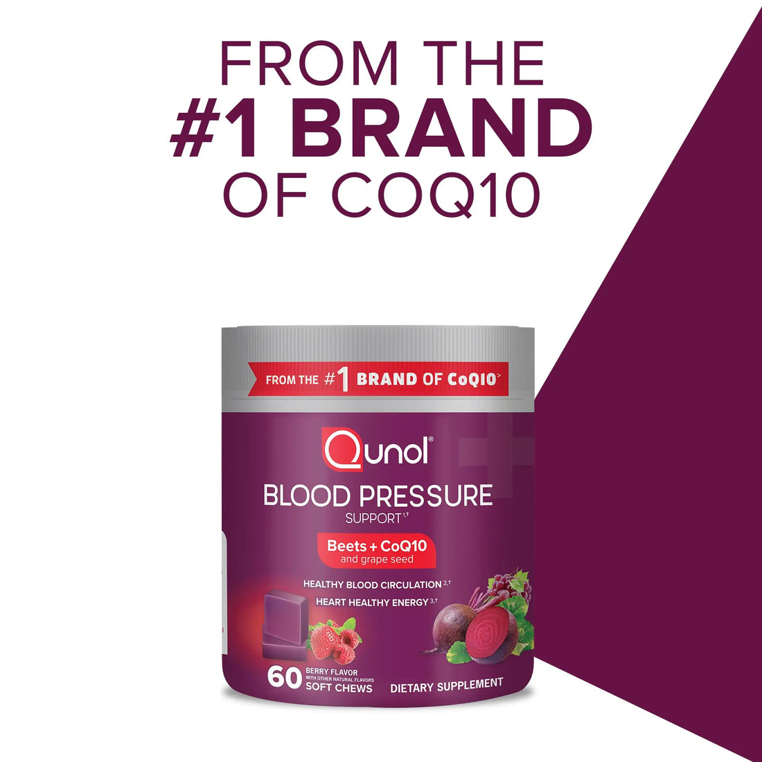 Qunol Beets Chews for Blood Pressure Support, 3 in 1 Beets + CoQ10 + Grape Seed Extract Qunol Au supplements