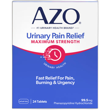 AZO Urinary Pain Relief Maximum Strength, Fast relief of UTI Pain, Burning & Urgency, Targets Source of Pain, #1 Most Trusted Brand, 24 Tablets AZO Au supplements