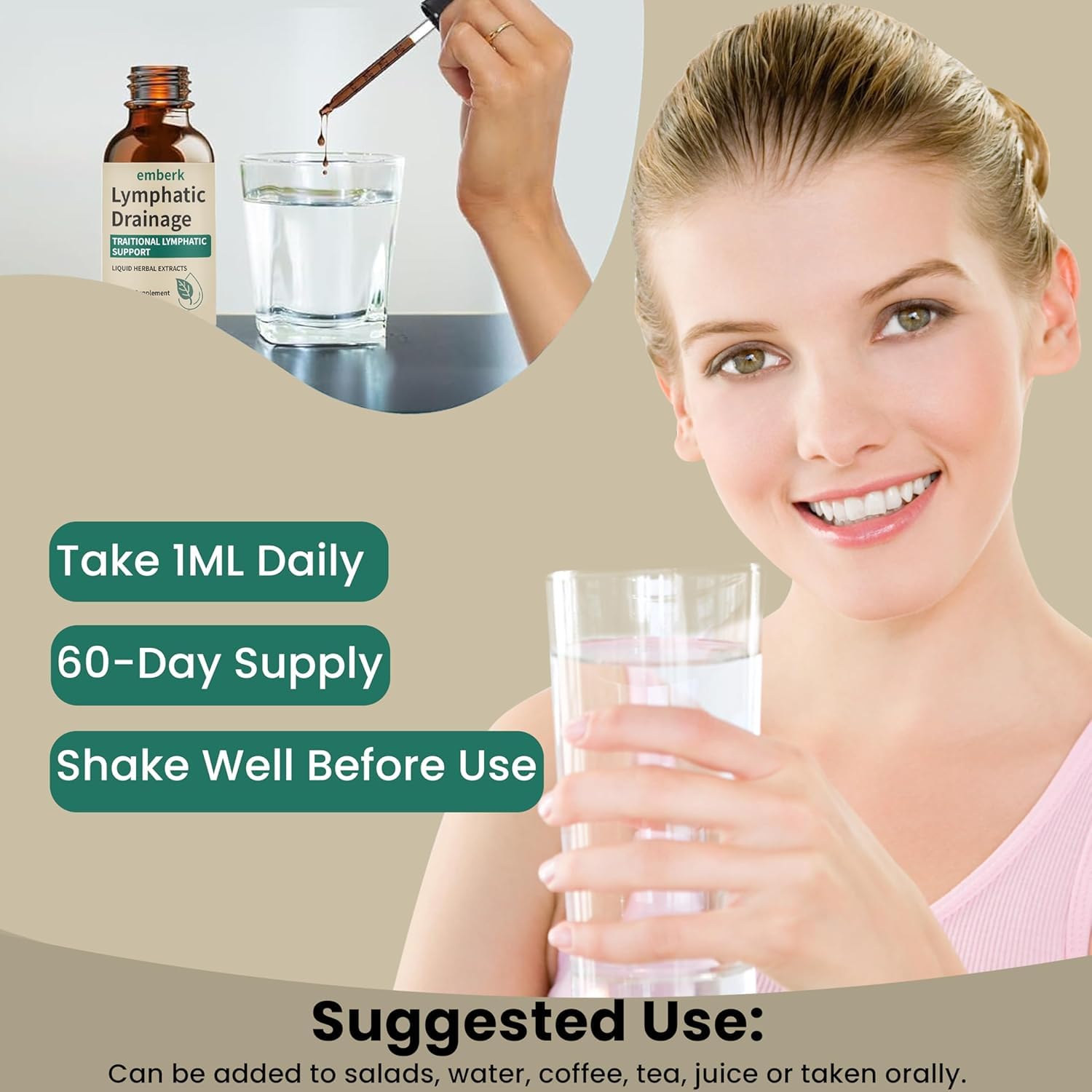 Lymphatic Drainage Drops, 2000mg Herbal Blend with Elderberry & Echinacea Dandelion，– Supports Lymphatic Drainage