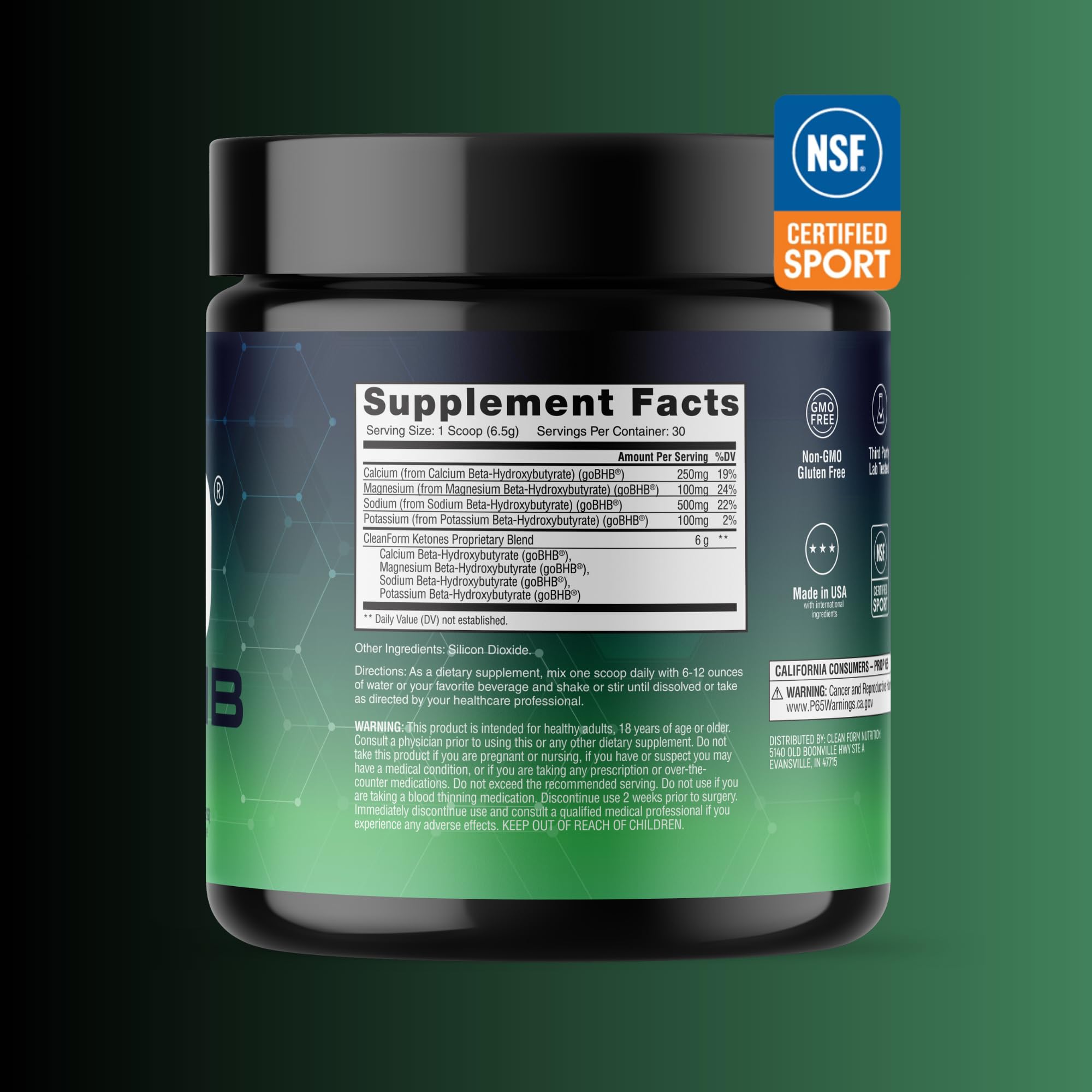 CleanForm Nutrition goBHB® Clean Energy Powder | NSF Sport Certified | Cellular Fuel with BHB Salts | Enhances Endurance, Mental Clarity, Hydration & Recovery | No Caffeine or Sugar | Neutral Flavor CleanForm Nutrition Au supplements