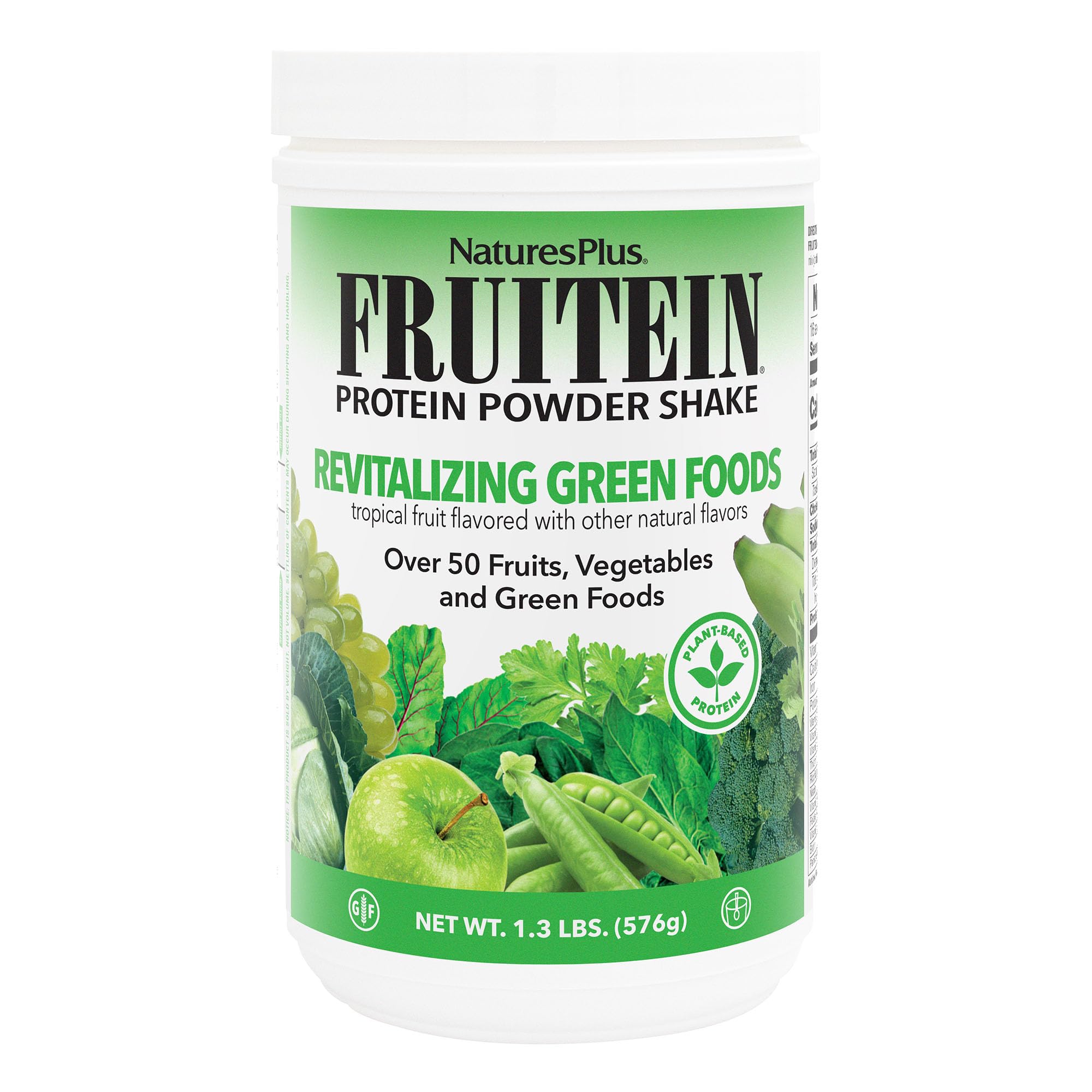 NaturesPlus FRUITEIN Revitalizing Green Foods Shake - 1.3 lbs - Plant-Based Protein (13g/Serving) - Supports Energy & Immune System - Vegetarian, Gluten Free & Non-GMO - 16 Servings NaturesPlus Au supplements